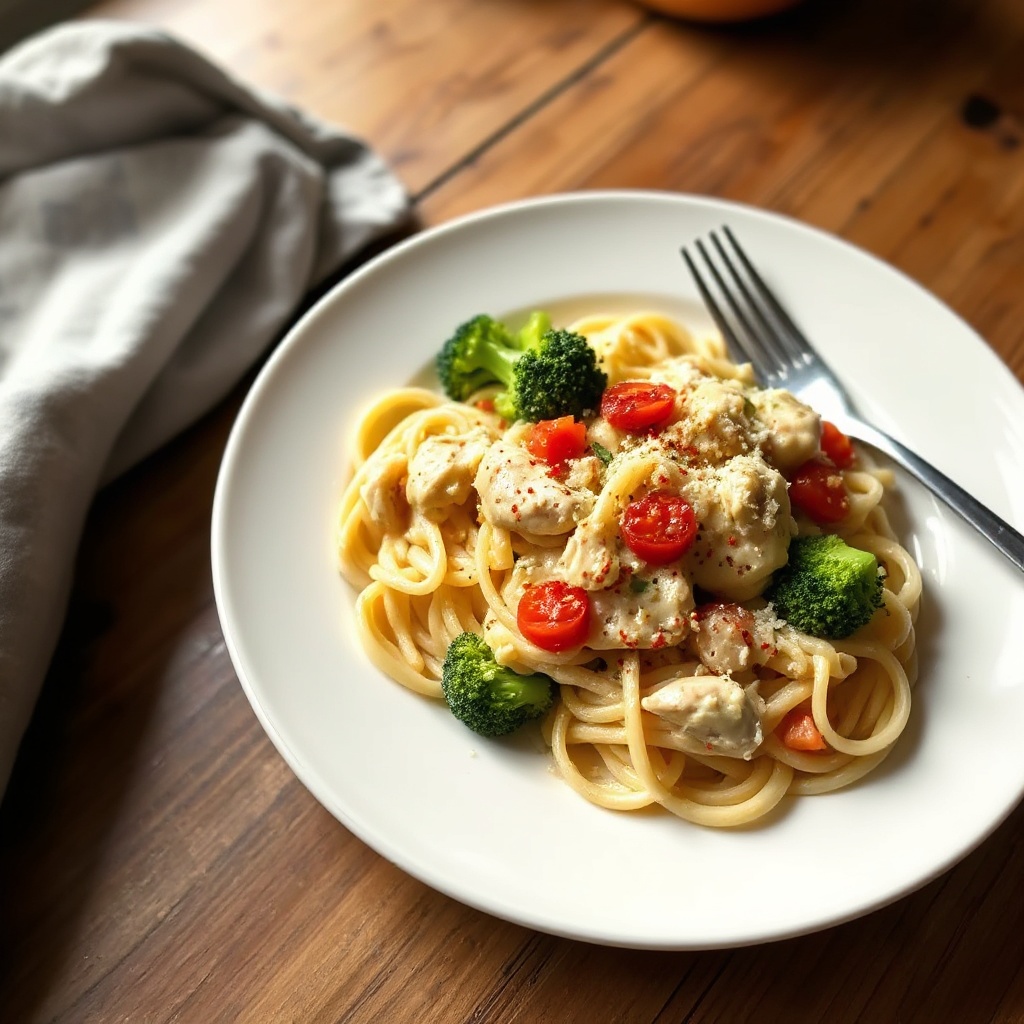 Cremige Hähnchen-Brokkoli-Pasta-Delikatesse