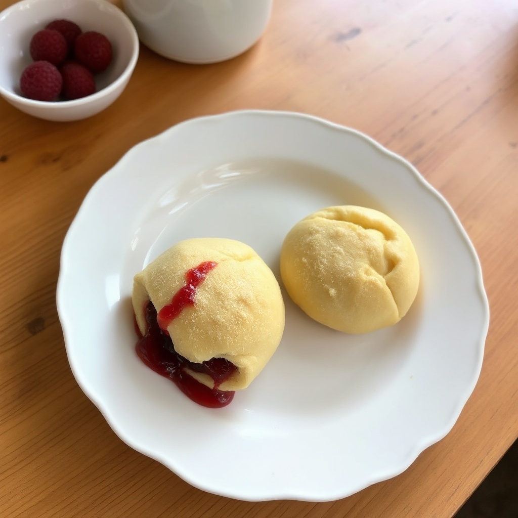 Raspberry Jam Filled Tea Buns