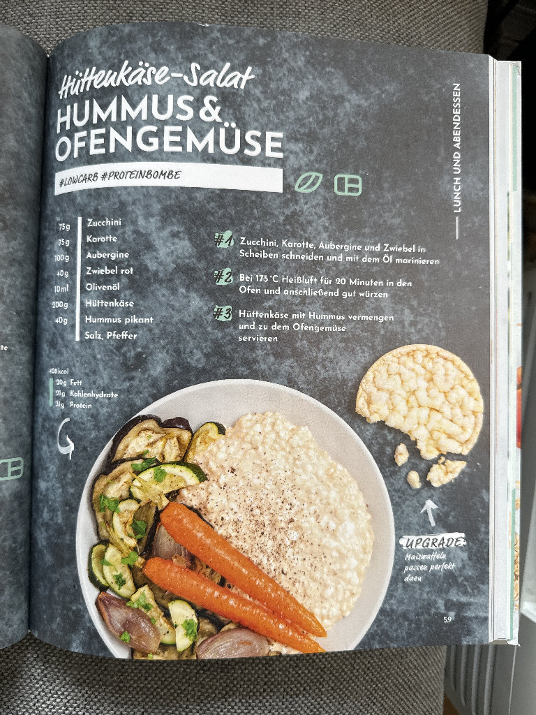 Cottage Cheese Salad with Hummus and Roasted Vegetables
