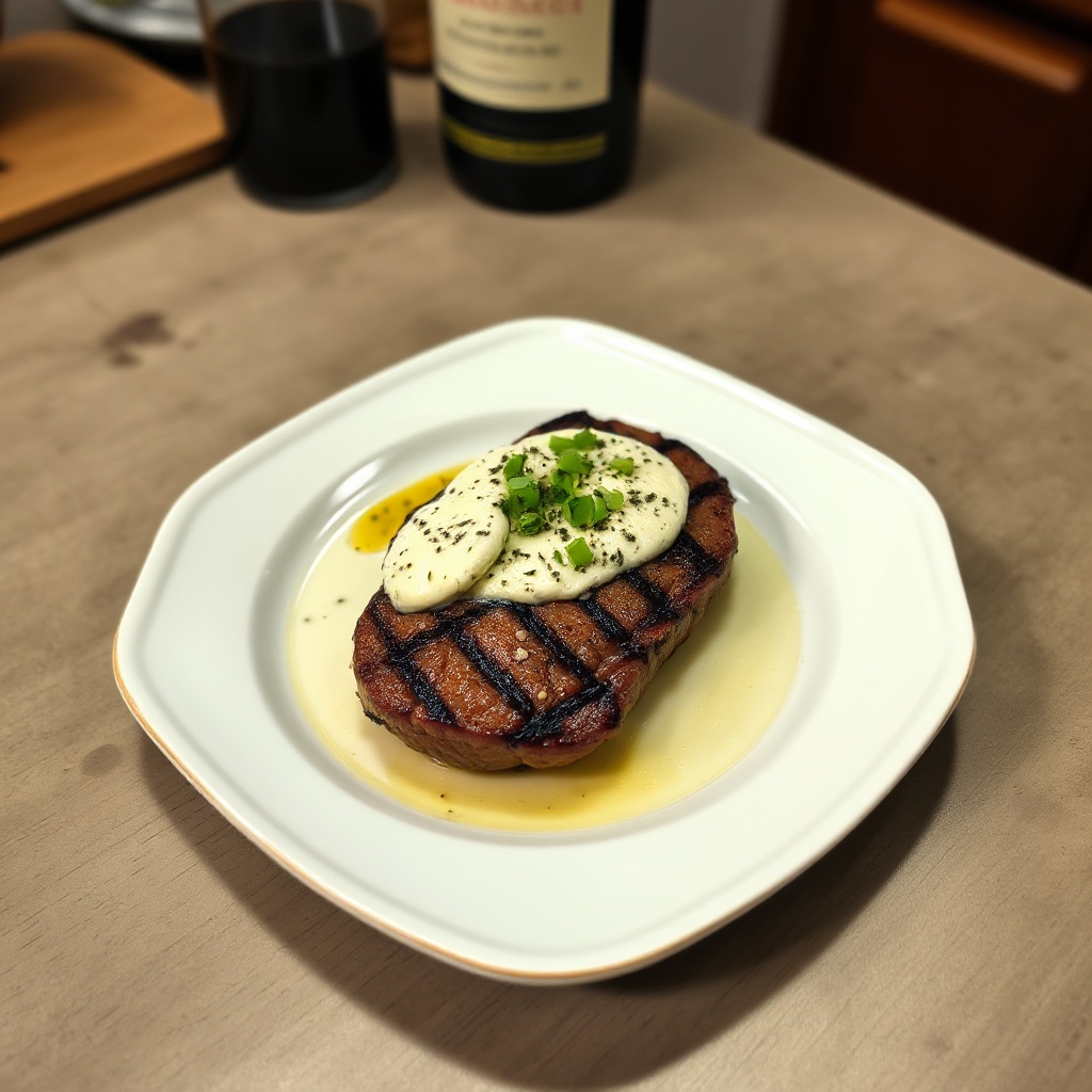 Gegrilltes Rinderfilet mit cremigem Blauschimmelkäse-Topping