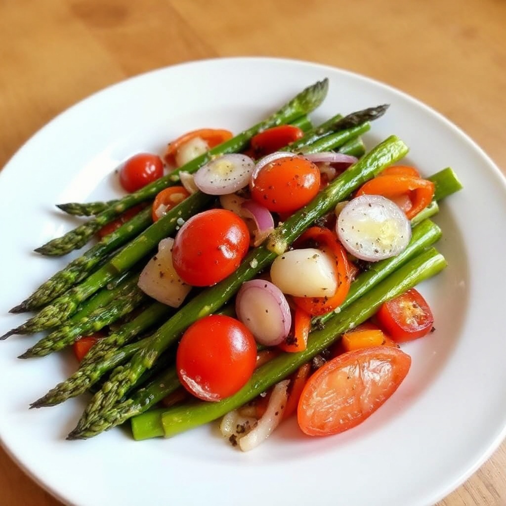 Knoblauch-infused geröstete Spargel-Mischung