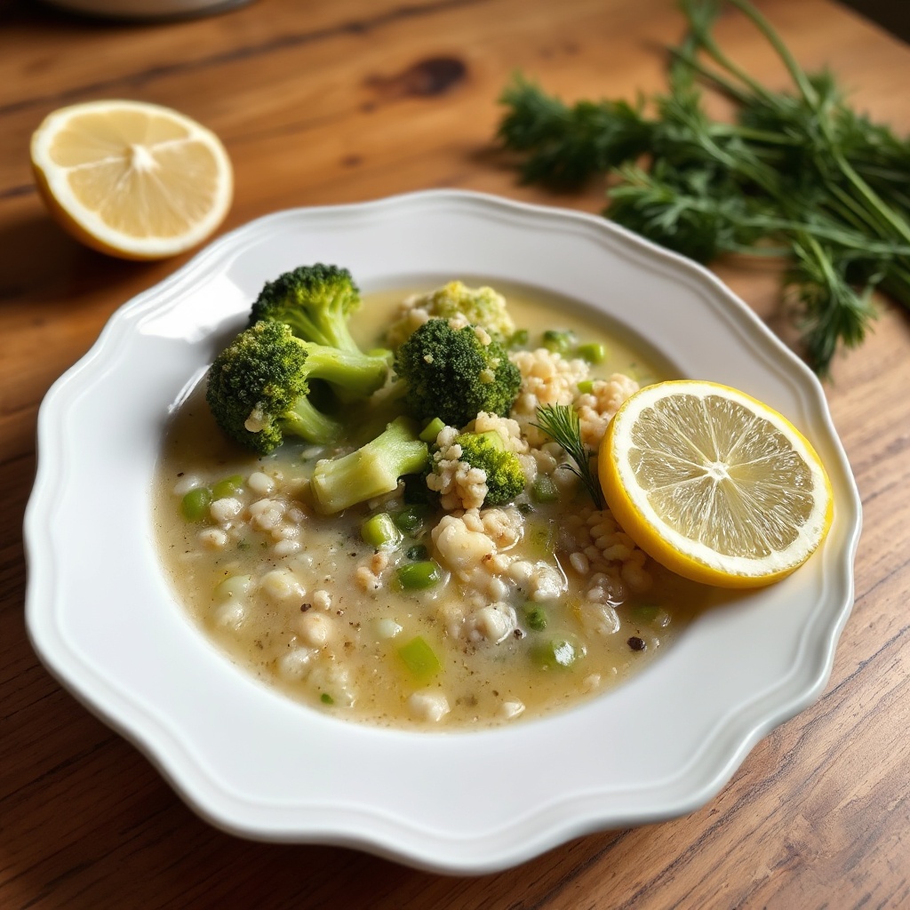 Brokkoli-Haferflocken-Suppe mit Zitrone und Dill