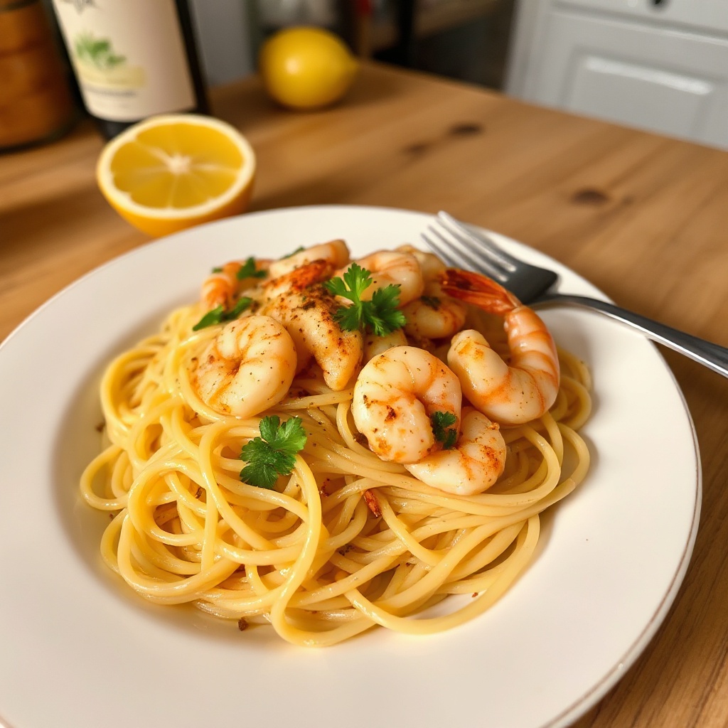 Garlic Shrimp Linguine Delight