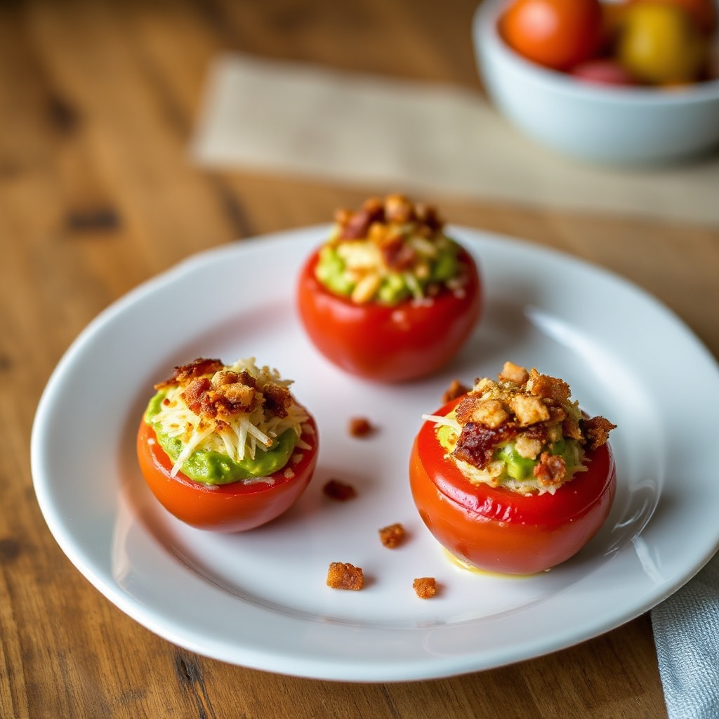 Creamy Avocado-Stuffed Cherry Tomatoes with Crispy Toppings