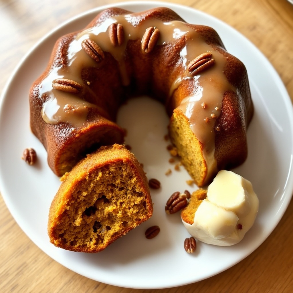 Gewürzter Kürbis-Bundtkuchen mit Pekannussglasur
