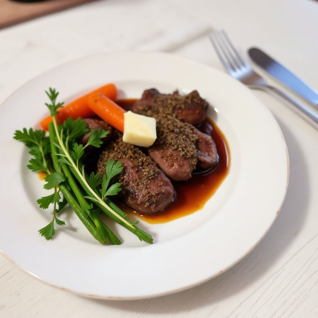 Kräuterkruste-Reh mit Rotweinsauce
