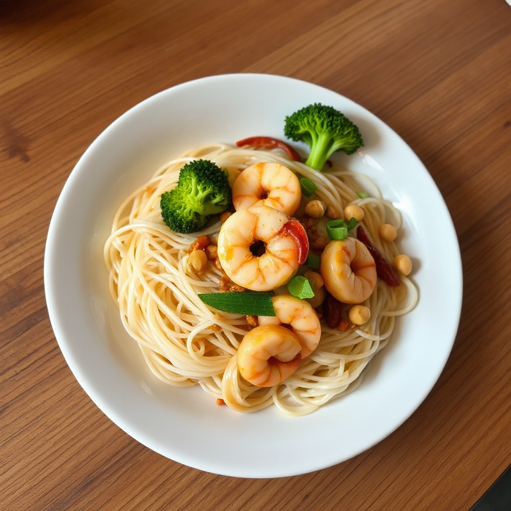 Scharfe Thai Garnelen-Nudelschüssel