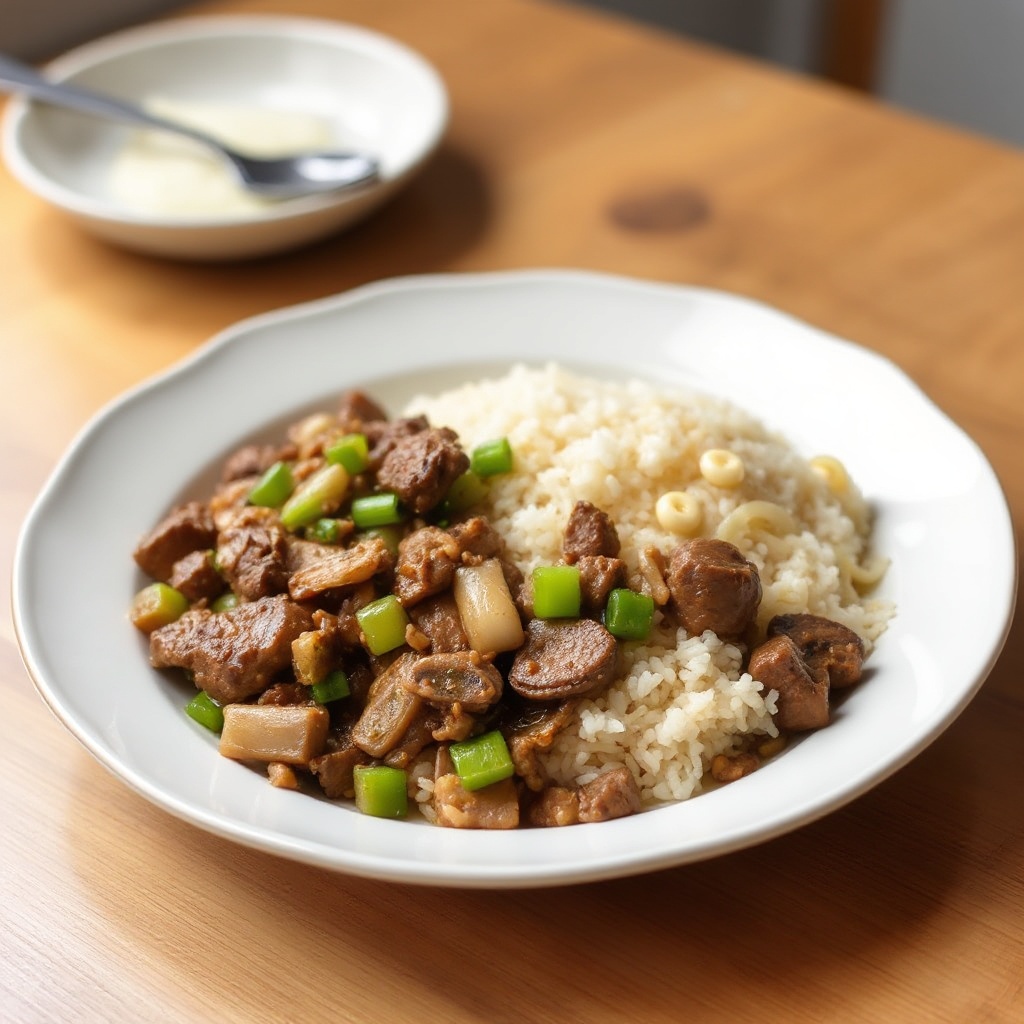 Herzhafter asiatisch inspirierter Rindfleisch-Reis-Auflauf