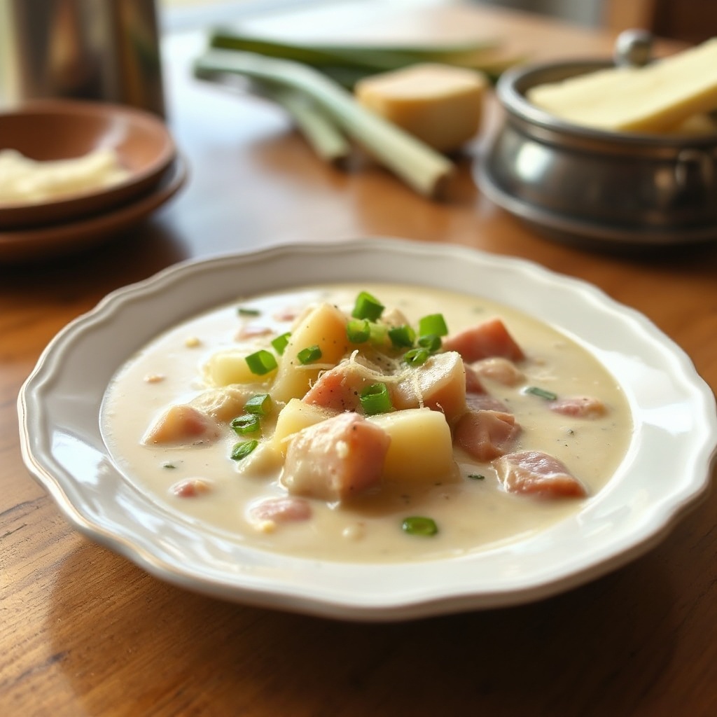Creamy Ham and Swiss Potato Soup