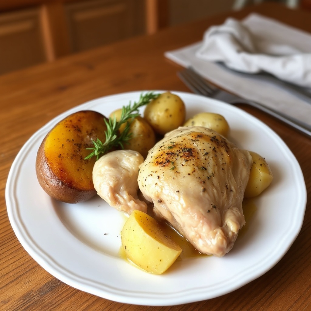 Cosce di Pollo Arrosto all'Aglio e Erbe con Patate