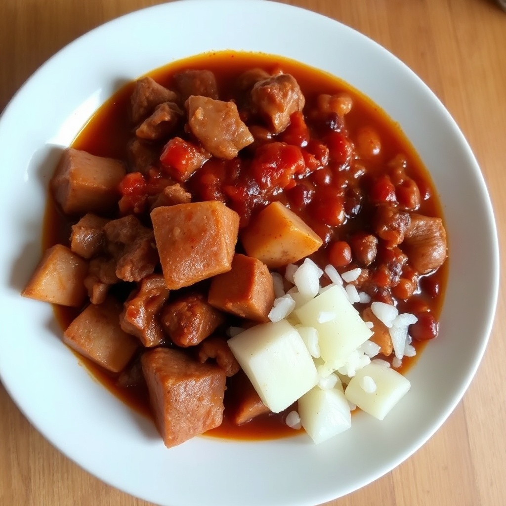 Herzhafter Chili mit gewürfeltem Fleisch