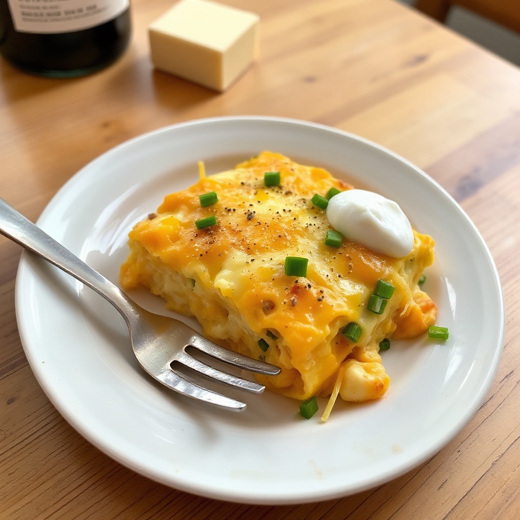 Herzhafter Käse- und Wein-Frühstücksauflauf