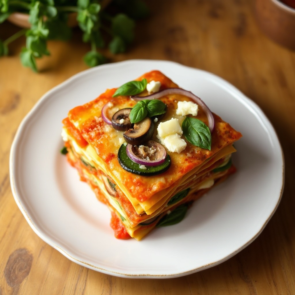 Geschichtete Gemüse- und Käse-Lasagne