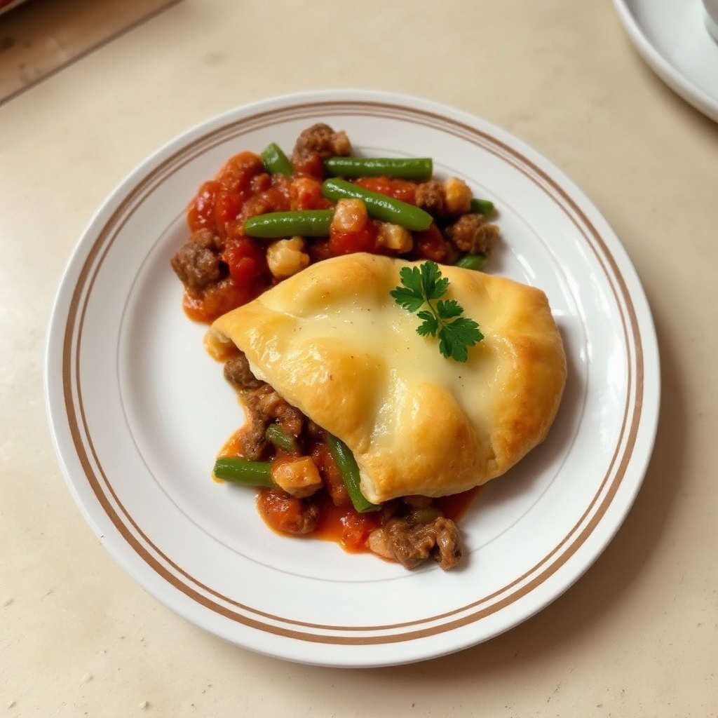 Herzhafter Rindfleisch- und Käse-Crescent-Pie