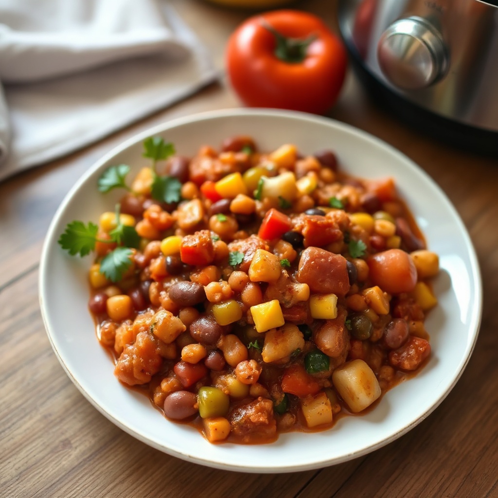 Herzhafter Slow Cooker Gemüse-Chili