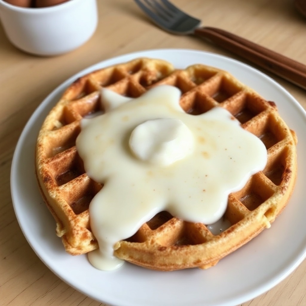Cinnamon Apple Waffles with Creamy Syrup
