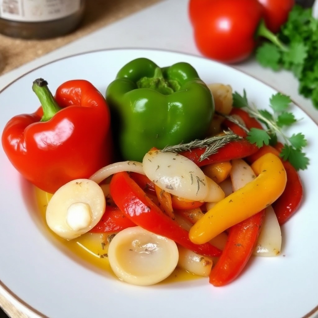 Festive Sautéed Bell Peppers with Herbs and Wine