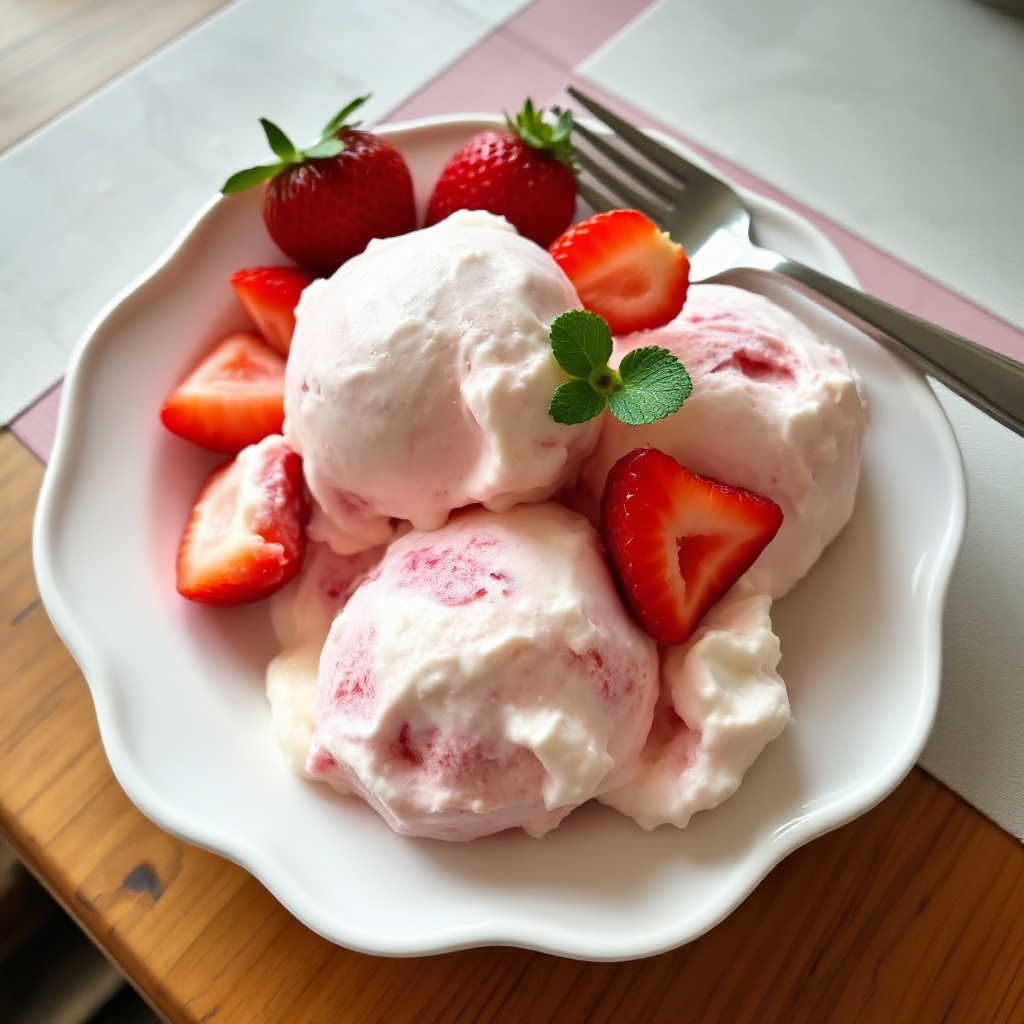 Cremige hausgemachte Erdbeereiscreme