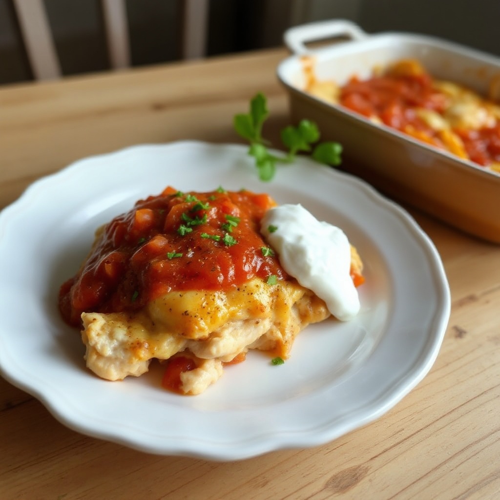 Würziger Salsa-Hühnchen-Auflauf