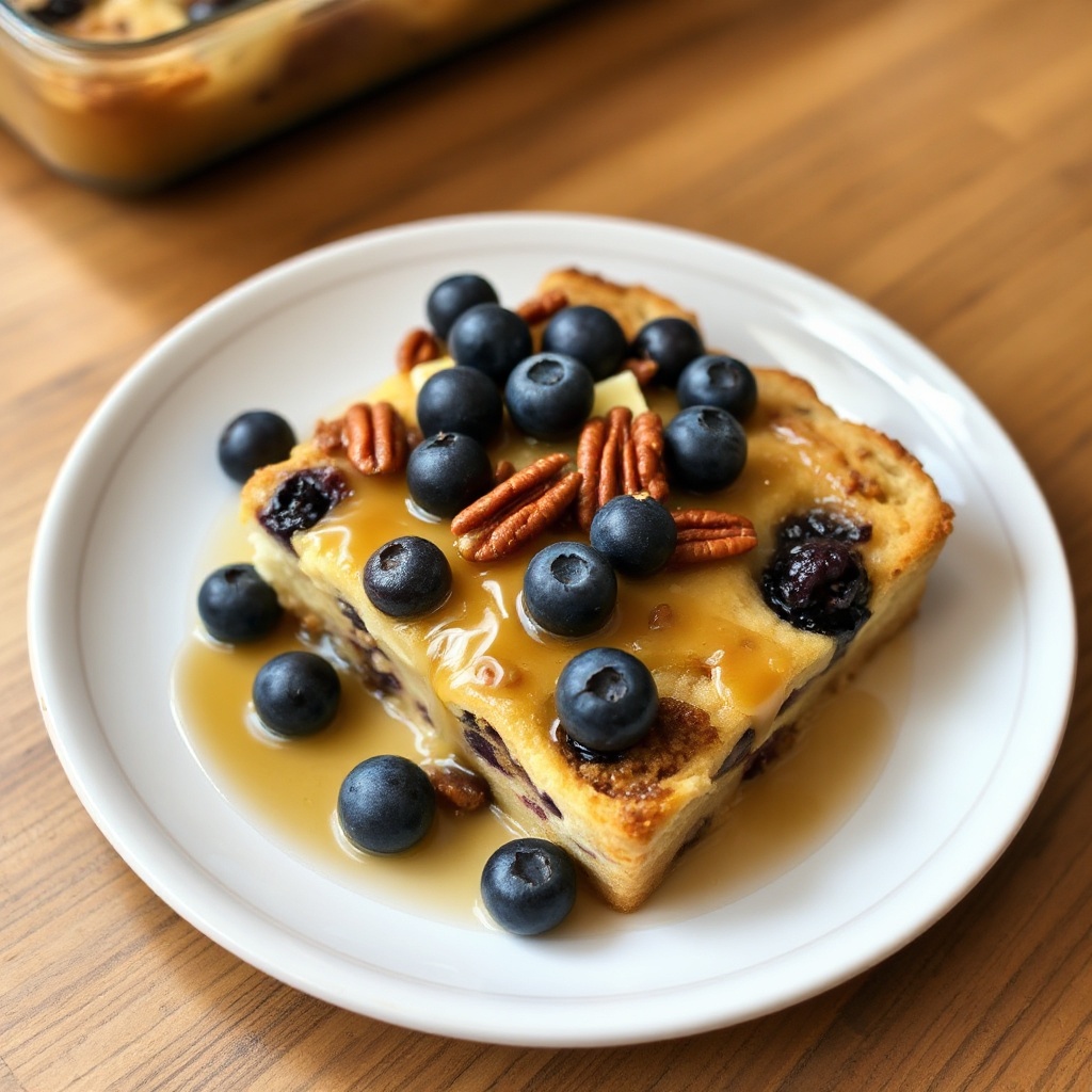 Blueberry-Pecan Breakfast Bake with Lemon Syrup
