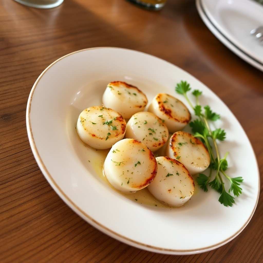 Knoblauch-Kräuter gebratene Jakobsmuscheln