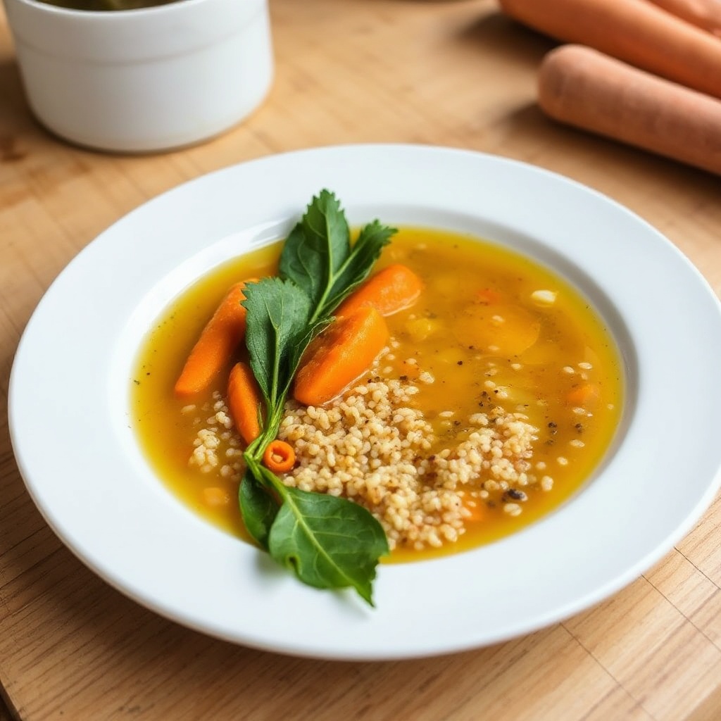 Quinoa- und Karottengrün-Suppe