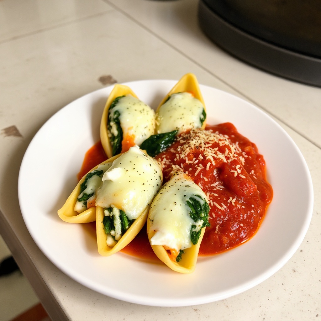 Cheesy Spinach-Stuffed Pasta Shells