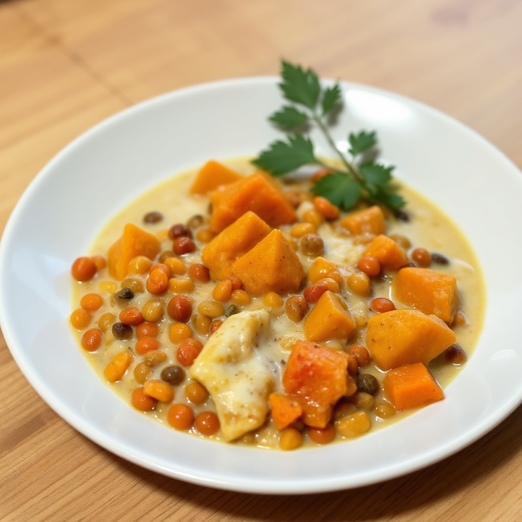 Stufato Cremoso di Lenticchie e Patate Dolci al Cocco