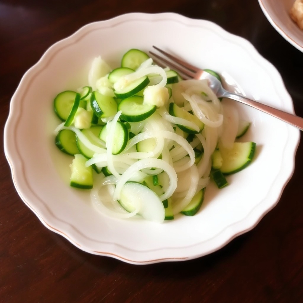 Erfrischender Gurken- und Zwiebelsalat