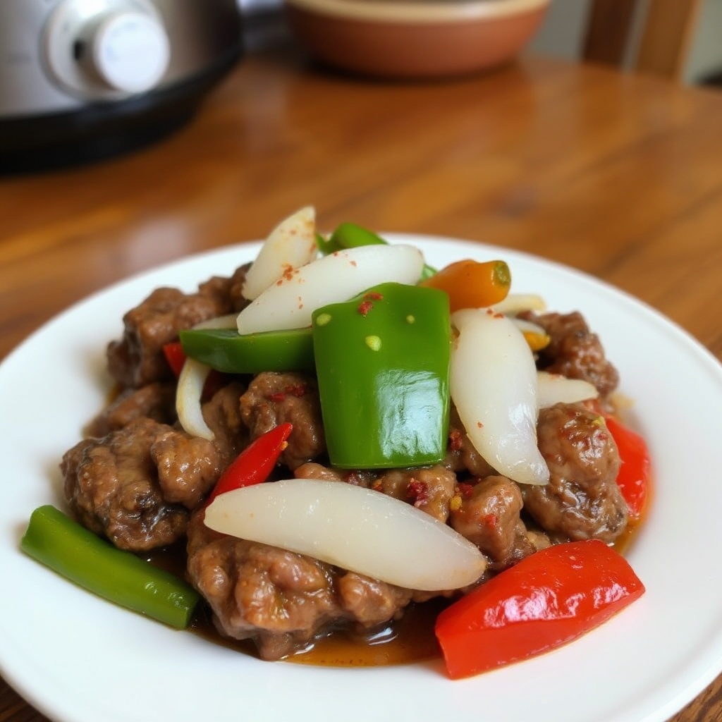 Langsame Kochplatte Würzige Pfeffersteak