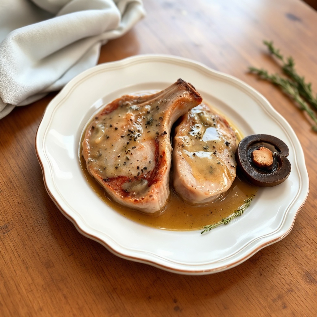 Savory Pork Chops with Mushroom Thyme Sauce