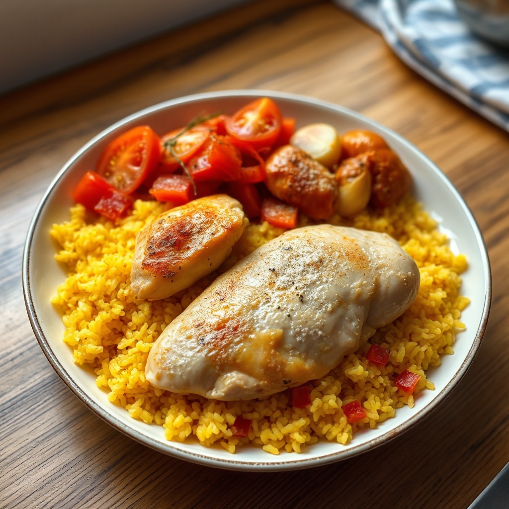 Pollo Salato e Riso allo Zafferano