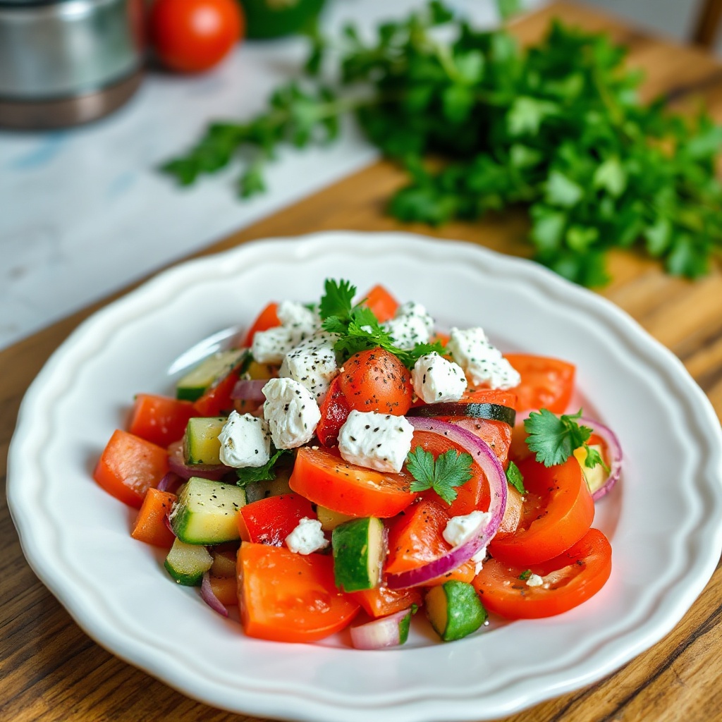 Mediterraner Tomaten- und Kräutersalat