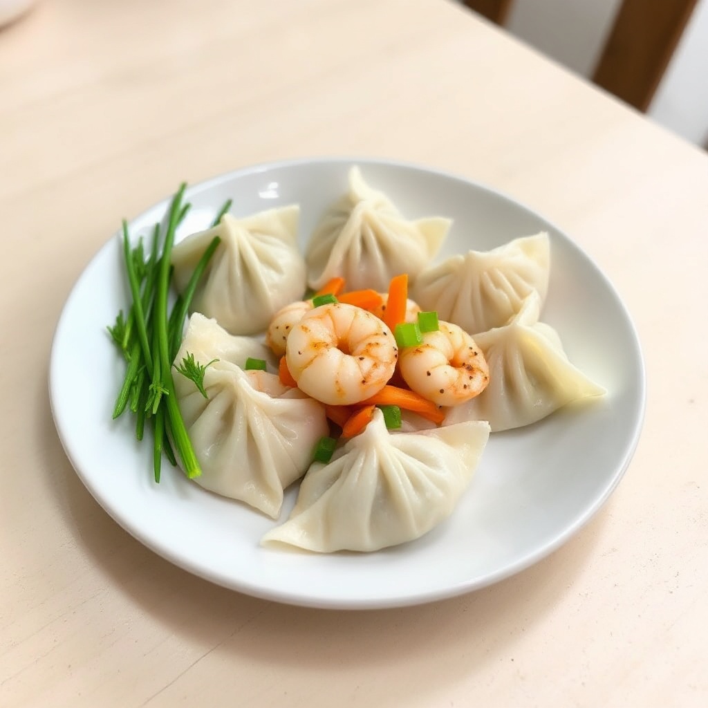 Steamed Shrimp and Vegetable Dumplings