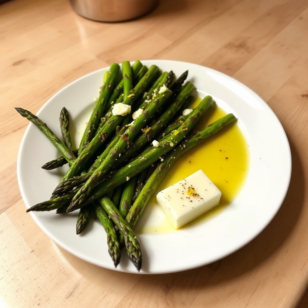 Knoblauchbutter gerösteter Spargel