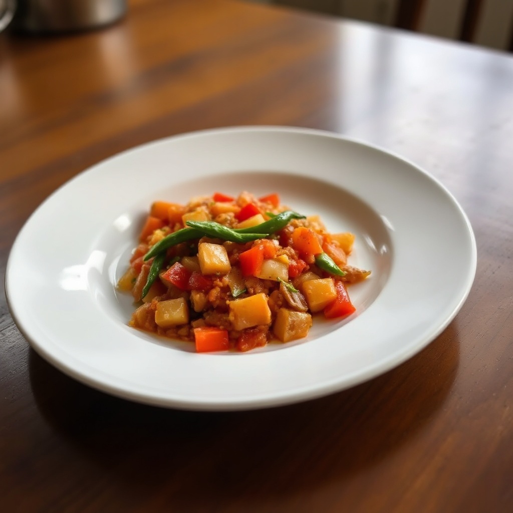 Hausgemachte würzige Tomaten- und Paprikamischung