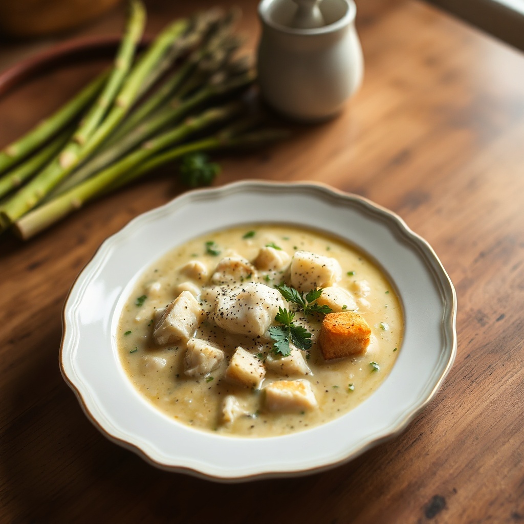 Cremige Krabbensuppe mit Spargel aus der Chesapeake Bay