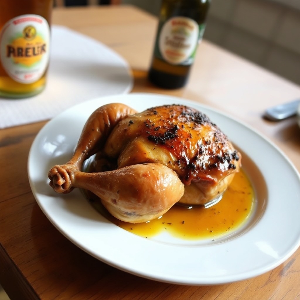 Bier-infused geröstetes Cornish-Huhn