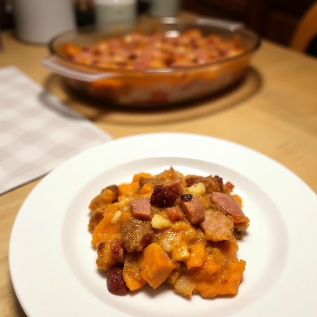 Casseruola Salata con Prosciutto e Patate Dolci