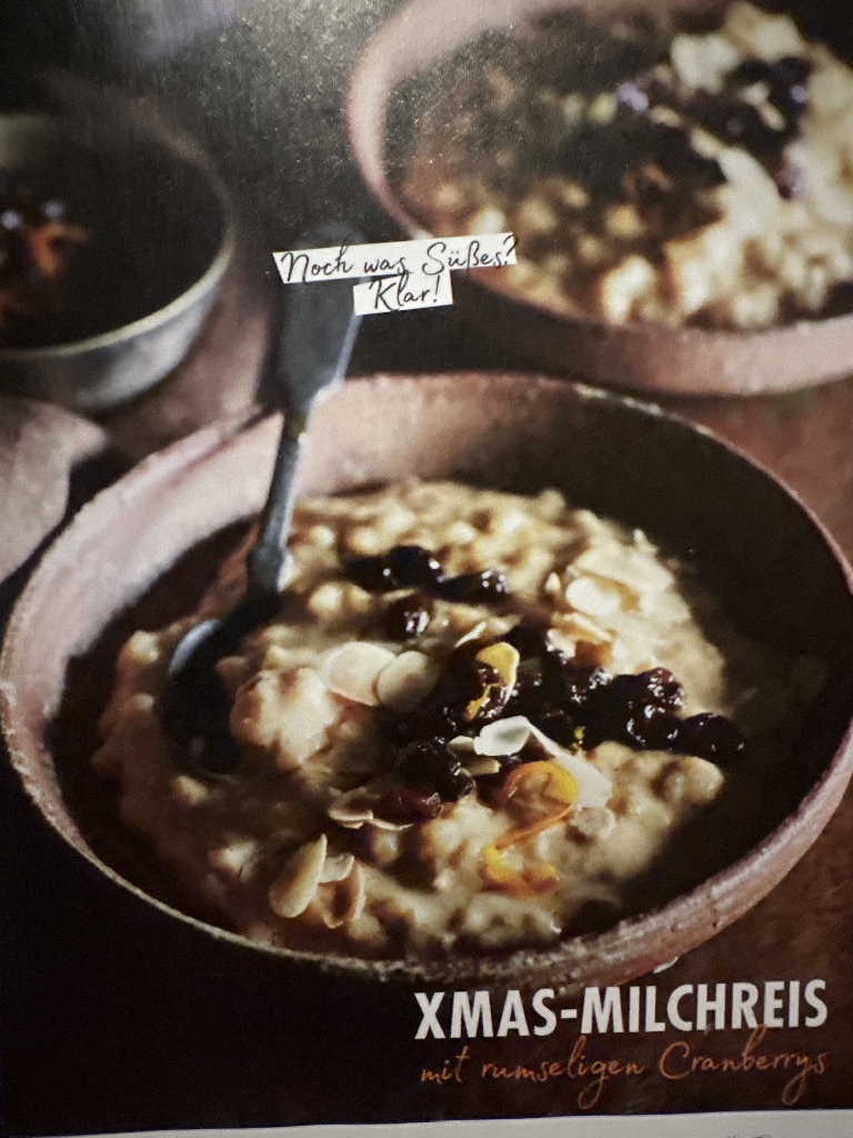 Weihnachtlicher Milchreis mit Cranberrys