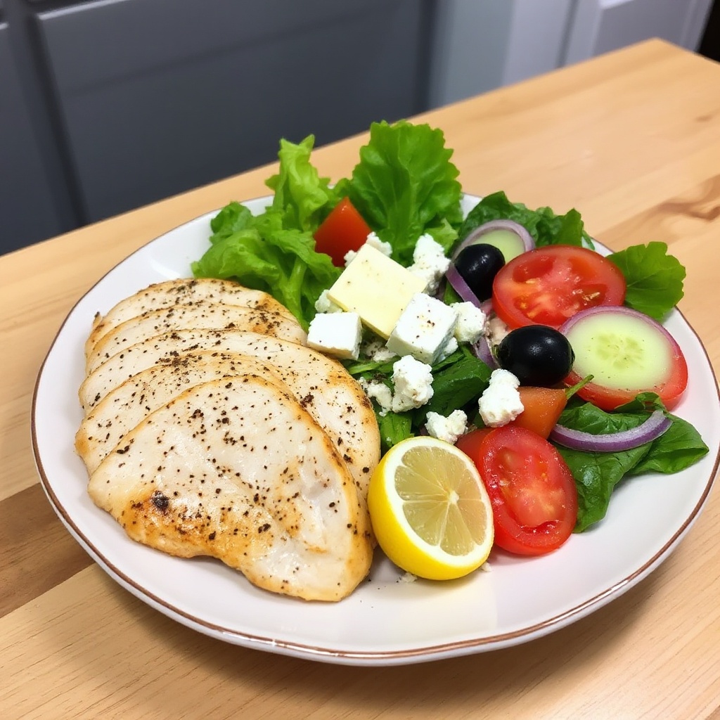 Mediterrane gebackene Hähnchensalat