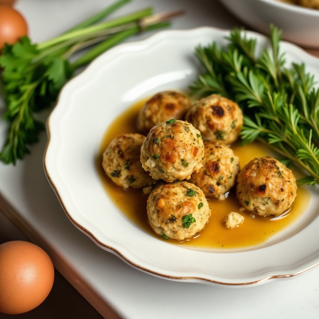 Herzhafte Kräuterfüllungsbällchen