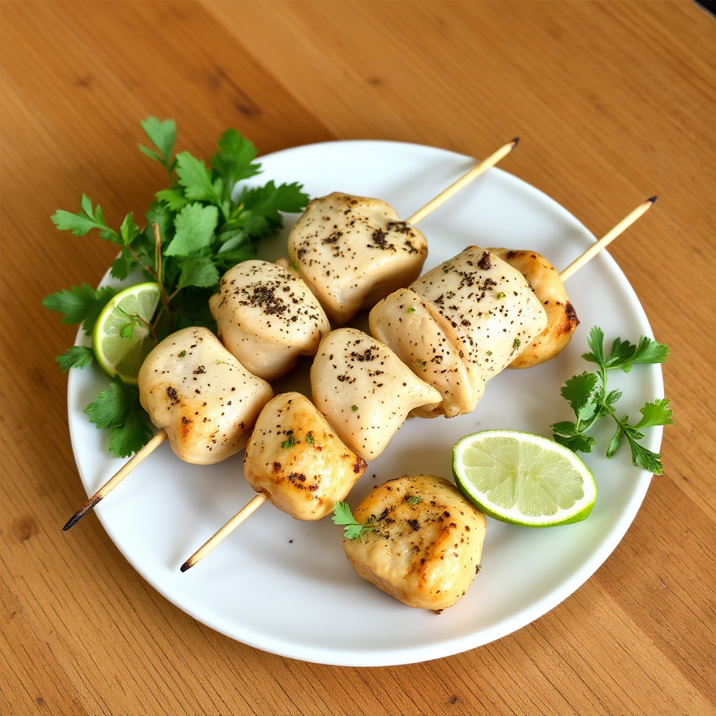 Würzige Limetten-Knoblauch-Hähnchenspieße