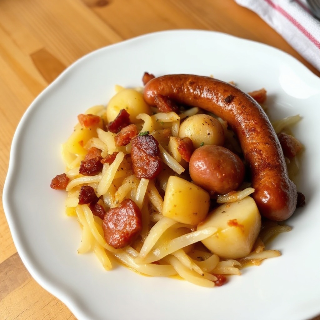 Herzhafter Kartoffel- und Wurstpfanne