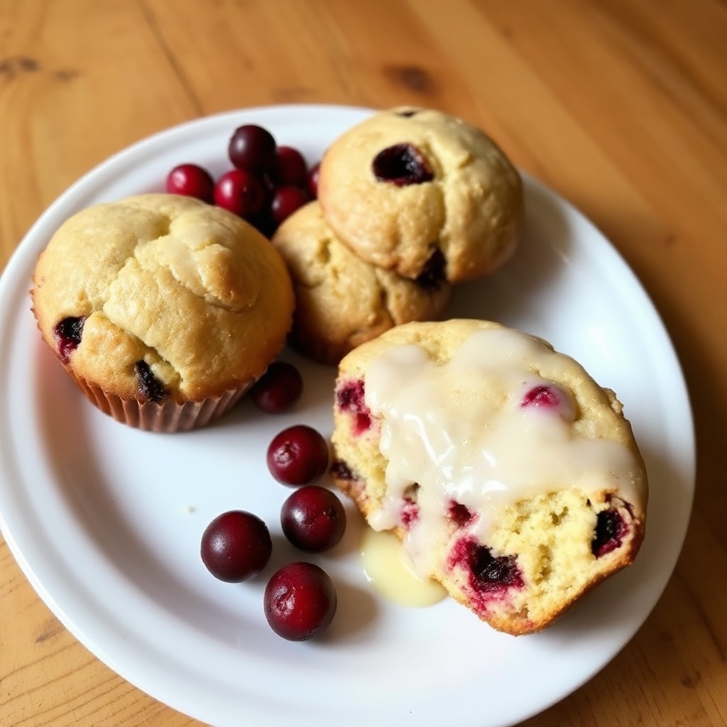 Muffin di Cranberry con Buttermilk e Glassa al Limone