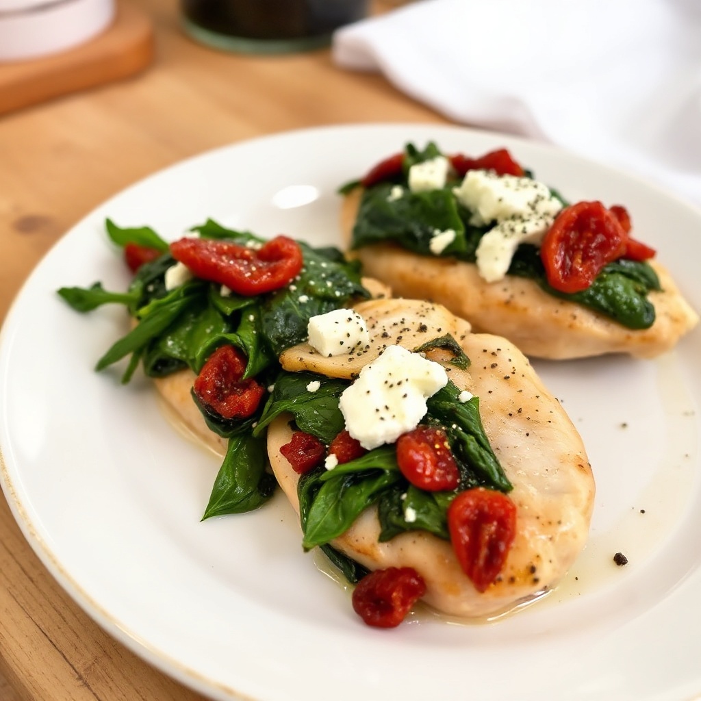 Petti di Pollo Ripieni alle Erbe con Spinaci e Pomodori Secchi