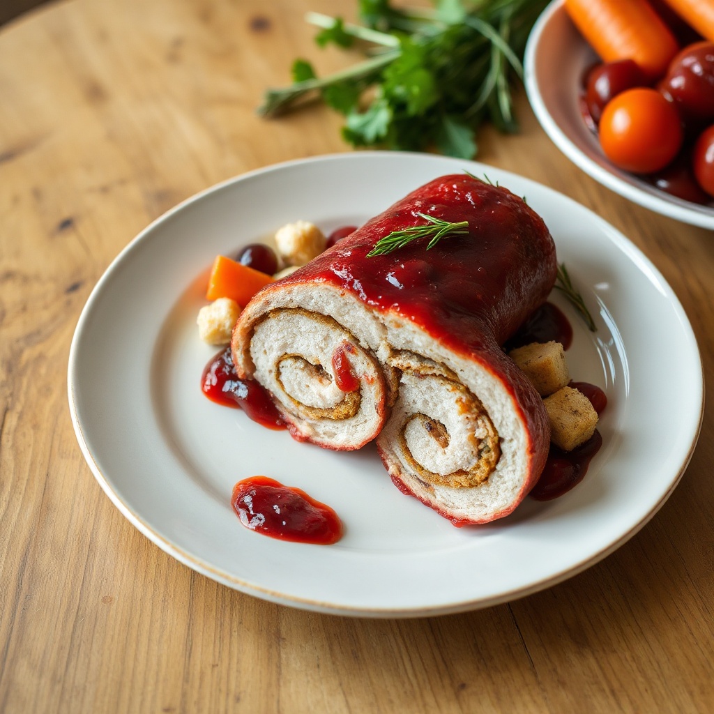 Roulade di Tacchino con Glassa di Mirtilli Rossi