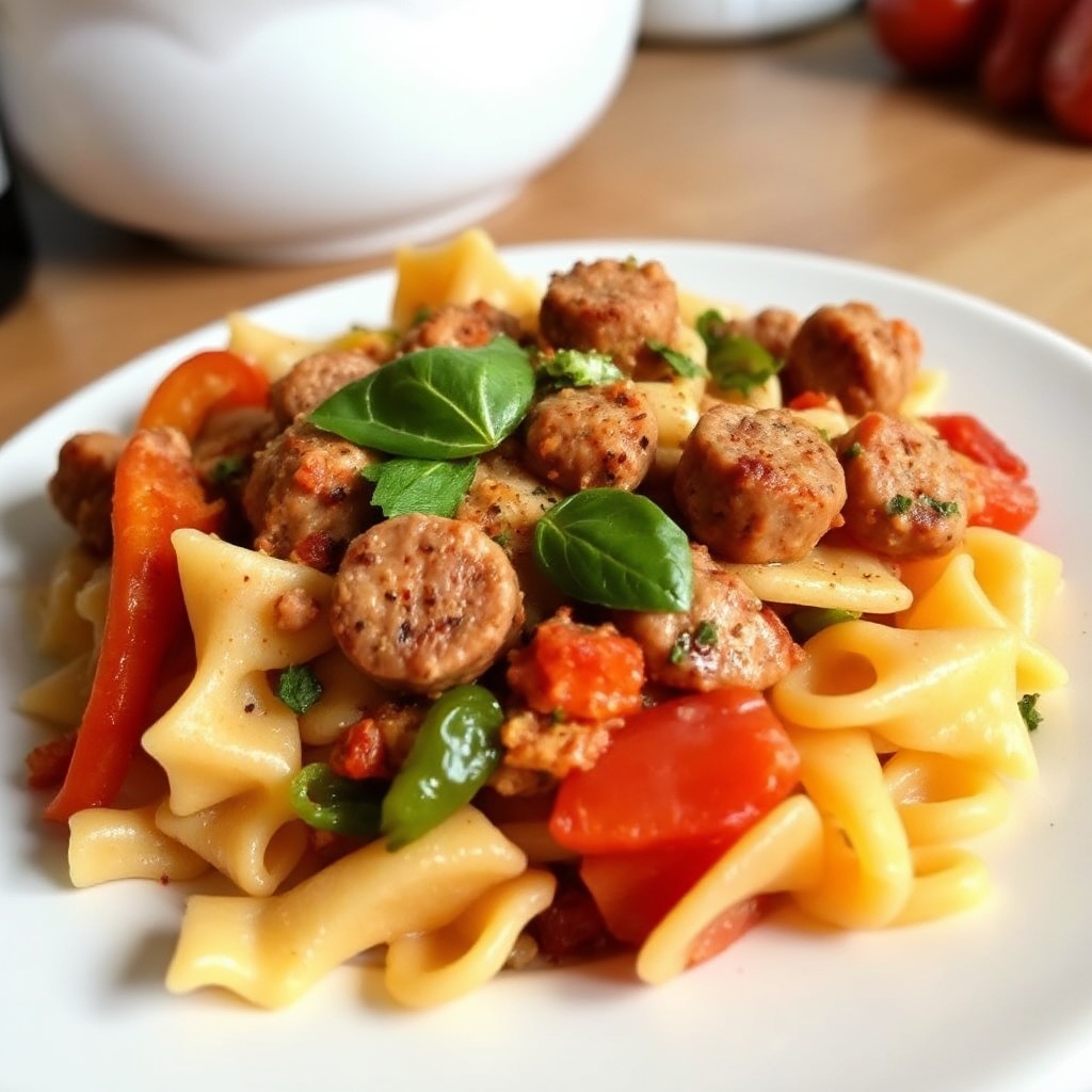 Pasta con Salsiccia di Tacchino e Peperoni