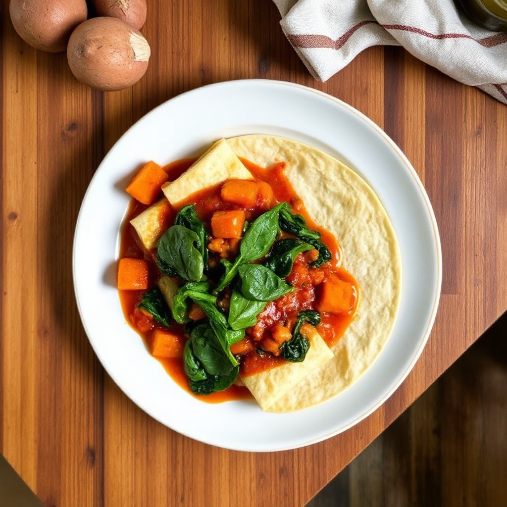 Sweet Potato and Spinach Enchiladas with Smoky Tomato Sauce