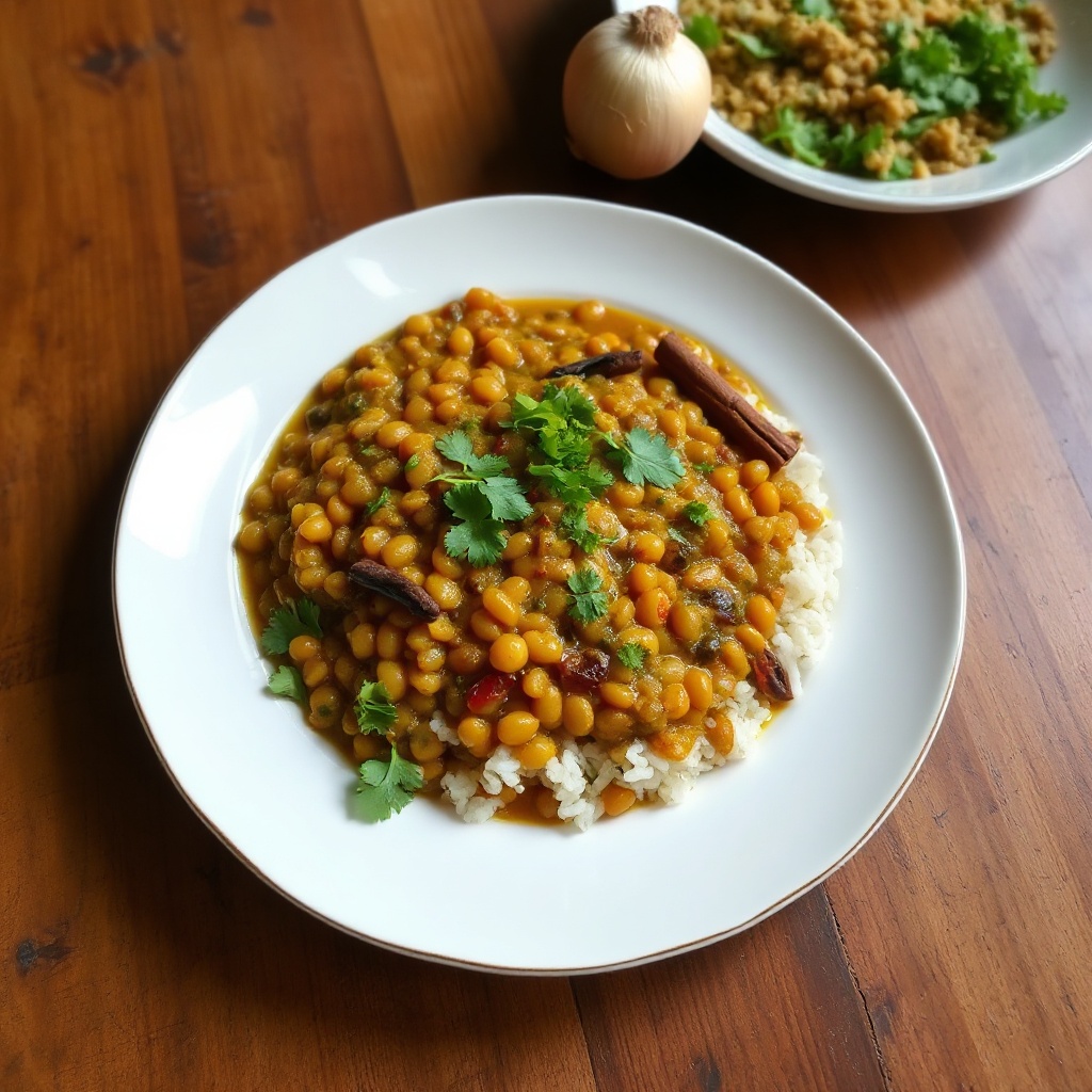 Gewürzter Linsencurry mit aromatischem Tadka